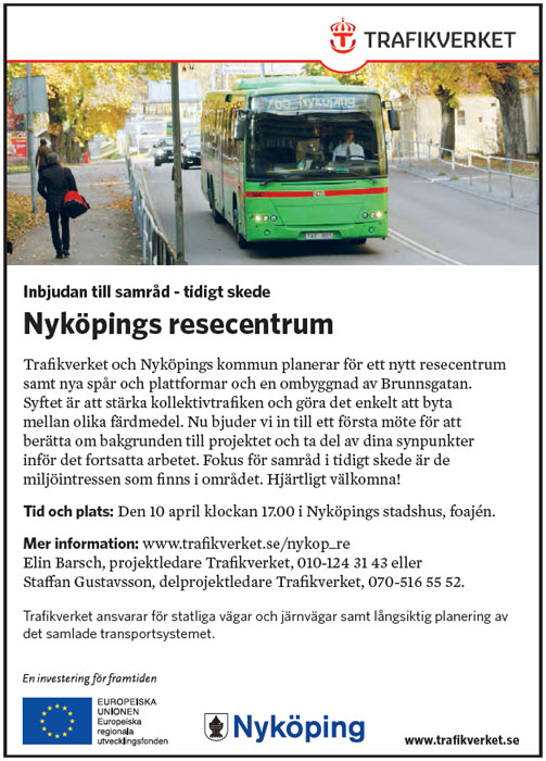 Inbjudan till samråd för Nyköpings resecentrum (tidigt skede)