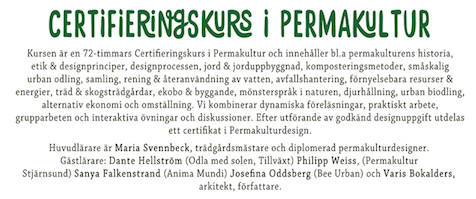 Certifieringskurs i Permakultur, Stockholm